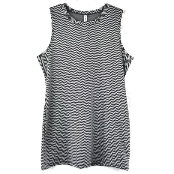 Piphany Black White Chevron Sleeveless Mini Dress Medium - Picture 1 of 5